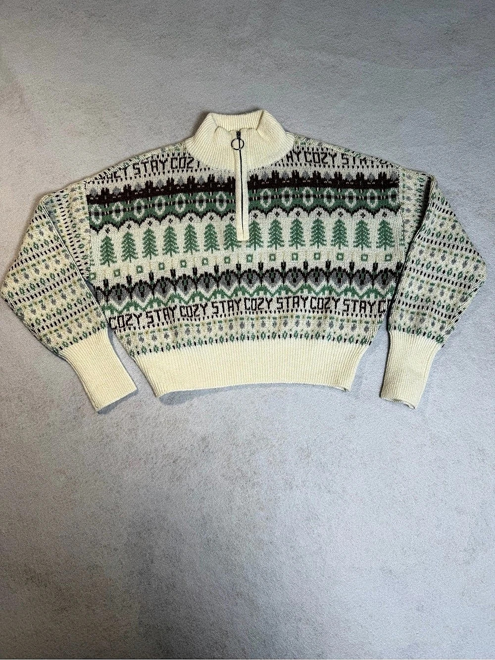 Sugar Moon White Stay Cozy Quarter-Zip Pullover Sweater XS